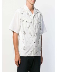 Мужская белая рубашка с коротким рукавом с вышивкой от Prada