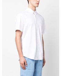 Мужская белая рубашка с коротким рукавом с вышивкой от BOSS