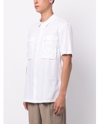 Мужская белая рубашка с коротким рукавом с вышивкой от Emporio Armani