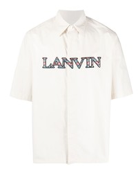 Мужская белая рубашка с коротким рукавом с вышивкой от Lanvin