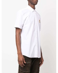 Мужская белая рубашка с коротким рукавом с вышивкой от Moschino