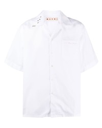 Мужская белая рубашка с коротким рукавом с вышивкой от Marni