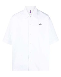 Мужская белая рубашка с коротким рукавом с вышивкой от Oamc