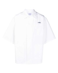 Мужская белая рубашка с коротким рукавом с вышивкой от Off-White