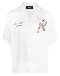 Мужская белая рубашка с коротким рукавом с вышивкой от Represent