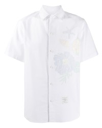 Мужская белая рубашка с коротким рукавом с вышивкой от Thom Browne