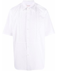 Мужская белая рубашка с коротким рукавом с вышивкой от Valentino