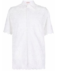 Мужская белая рубашка с коротким рукавом с вышивкой от Valentino