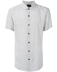 Мужская белая рубашка с коротким рукавом с геометрическим рисунком от Armani Jeans