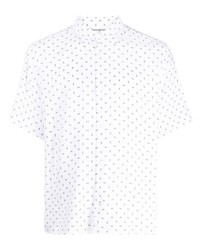 Мужская белая рубашка с коротким рукавом с геометрическим рисунком от BOSS