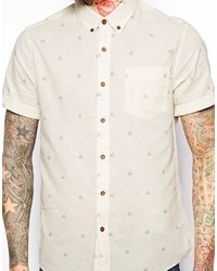 Мужская белая рубашка с коротким рукавом с геометрическим рисунком от Asos