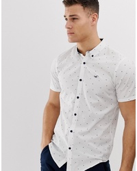 Мужская белая рубашка с коротким рукавом с геометрическим рисунком от Hollister