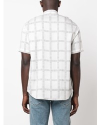 Мужская белая рубашка с коротким рукавом с геометрическим рисунком от Emporio Armani
