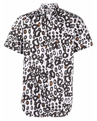 Мужская белая рубашка с коротким рукавом с леопардовым принтом от Black Comme Des Garçons