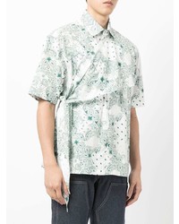 Мужская белая рубашка с коротким рукавом с "огурцами" от Yoshiokubo