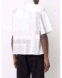 Мужская белая рубашка с коротким рукавом с "огурцами" от Givenchy