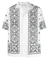 Мужская белая рубашка с коротким рукавом с "огурцами" от Sacai