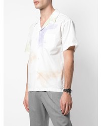 Мужская белая рубашка с коротким рукавом с принтом тай-дай от John Elliott