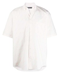 Мужская белая рубашка с коротким рукавом с принтом от Balenciaga
