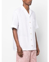 Мужская белая рубашка с коротким рукавом с принтом от Versace