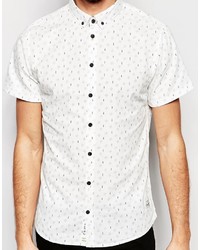 Мужская белая рубашка с коротким рукавом с принтом от Blend of America