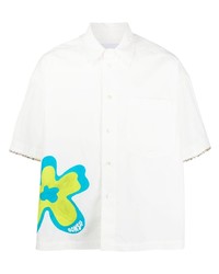 Мужская белая рубашка с коротким рукавом с принтом от Bonsai