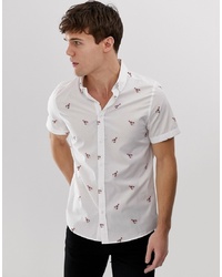 Мужская белая рубашка с коротким рукавом с принтом от Burton Menswear