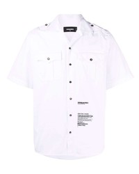 Мужская белая рубашка с коротким рукавом с принтом от DSQUARED2