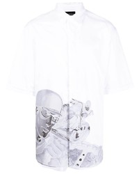 Мужская белая рубашка с коротким рукавом с принтом от Emporio Armani