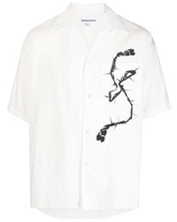Мужская белая рубашка с коротким рукавом с принтом от JORDANLUCA