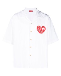 Мужская белая рубашка с коротким рукавом с принтом от Kenzo