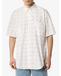 Мужская белая рубашка с коротким рукавом с принтом от Balenciaga