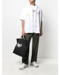 Мужская белая рубашка с коротким рукавом с принтом от Palm Angels
