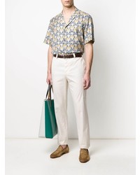 Мужская белая рубашка с коротким рукавом с принтом от Dolce & Gabbana