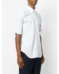 Мужская белая рубашка с коротким рукавом с принтом от Thom Browne