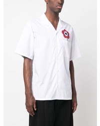 Мужская белая рубашка с коротким рукавом с принтом от Kenzo