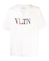 Мужская белая рубашка с коротким рукавом с принтом от Valentino