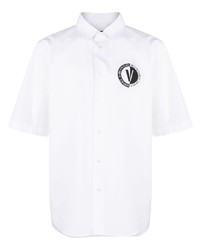 Мужская белая рубашка с коротким рукавом с принтом от VERSACE JEANS COUTURE