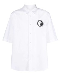 Мужская белая рубашка с коротким рукавом с принтом от VERSACE JEANS COUTURE