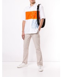 Мужская белая рубашка с коротким рукавом с принтом от CK Calvin Klein