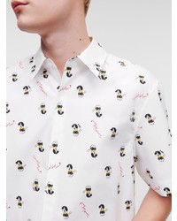 Мужская белая рубашка с коротким рукавом с принтом от Karl Lagerfeld