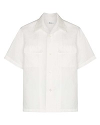 Белая рубашка с коротким рукавом с узором "в ёлочку"