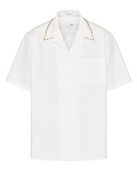 Мужская белая рубашка с коротким рукавом с украшением от Valentino Garavani