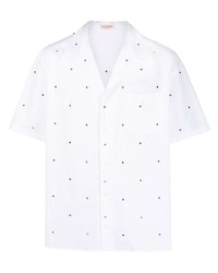 Мужская белая рубашка с коротким рукавом с украшением от Valentino