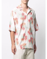 Мужская белая рубашка с коротким рукавом с цветочным принтом от Kenzo