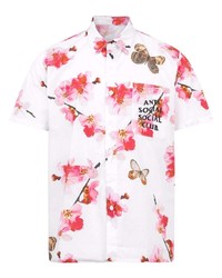 Мужская белая рубашка с коротким рукавом с цветочным принтом от Anti Social Social Club