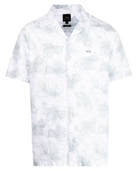 Мужская белая рубашка с коротким рукавом с цветочным принтом от Armani Exchange