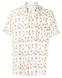 Мужская белая рубашка с коротким рукавом с цветочным принтом от Arrels Barcelona
