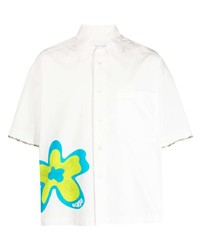 Мужская белая рубашка с коротким рукавом с цветочным принтом от Bonsai