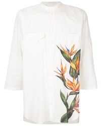 Мужская белая рубашка с коротким рукавом с цветочным принтом от Dolce & Gabbana